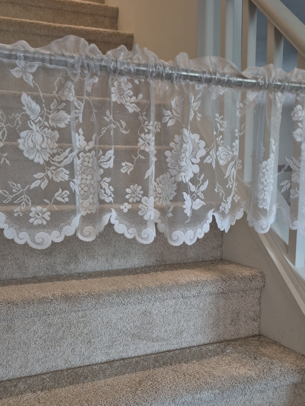 White Floral Lace Swag Cafe Curtain 55x14